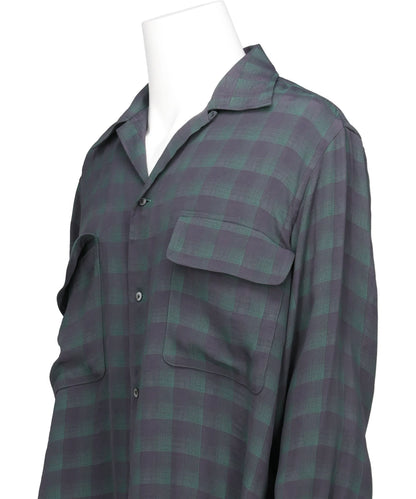 JACQARD PLAID OPEN COLLAR SHIRT