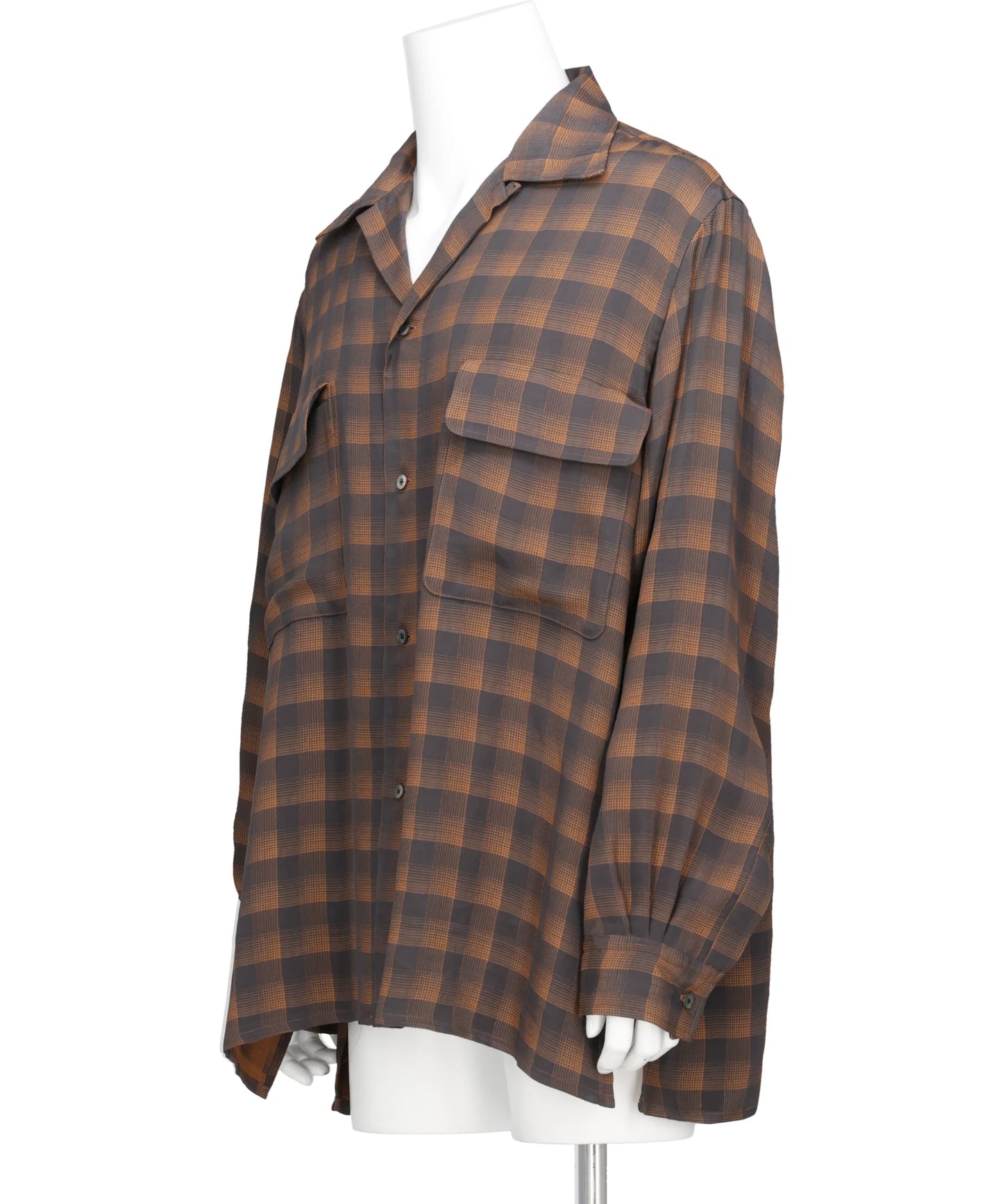 JACQARD PLAID OPEN COLLAR SHIRT