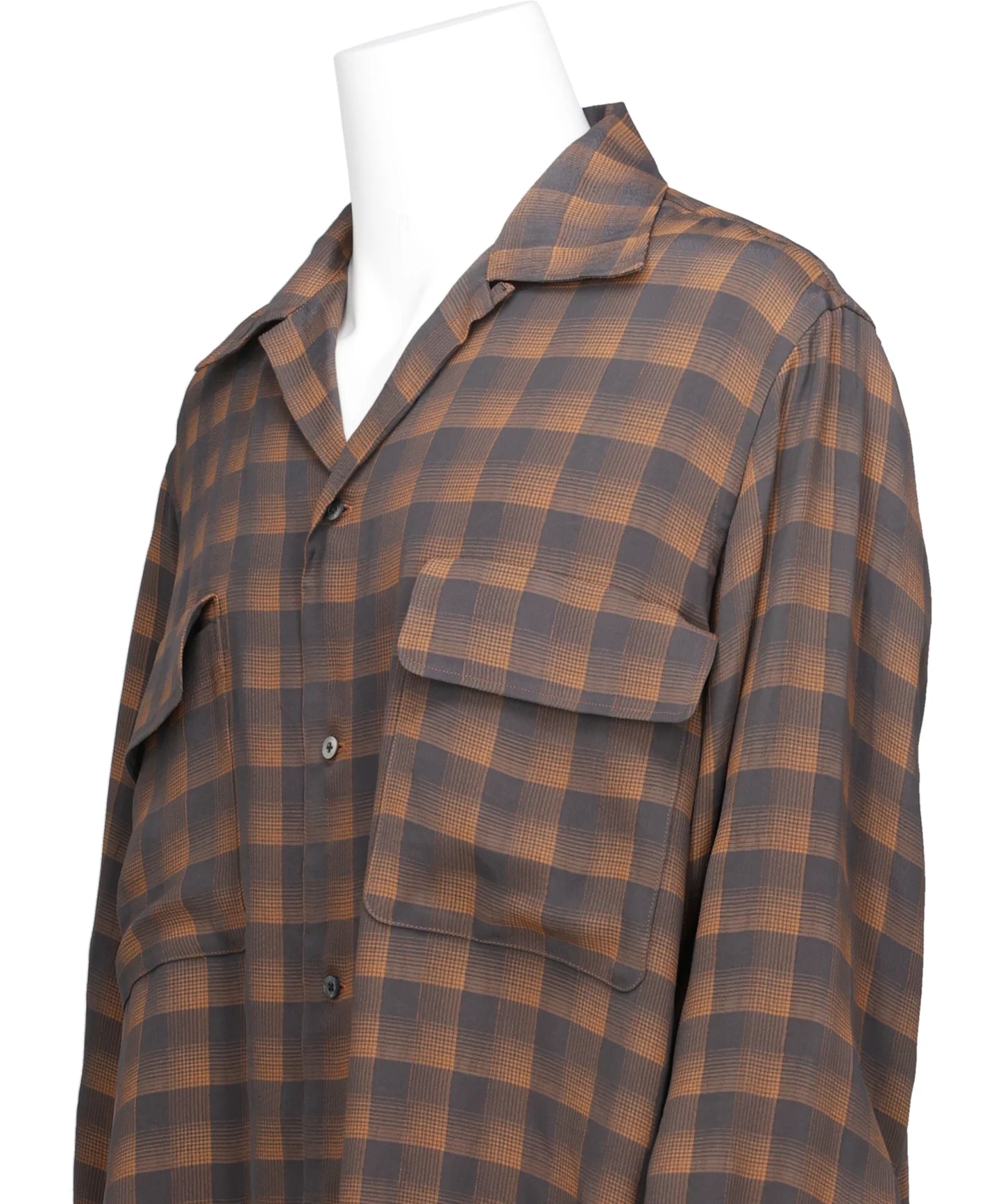 JACQARD PLAID OPEN COLLAR SHIRT