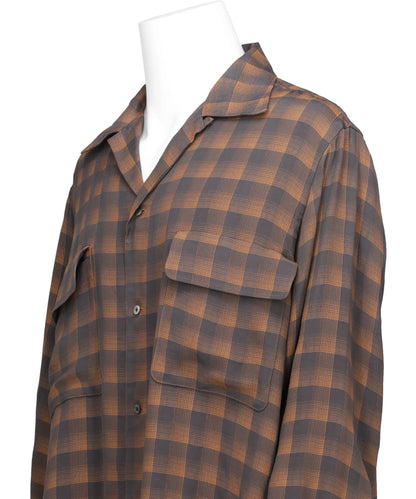 JACQARD PLAID OPEN COLLAR SHIRT