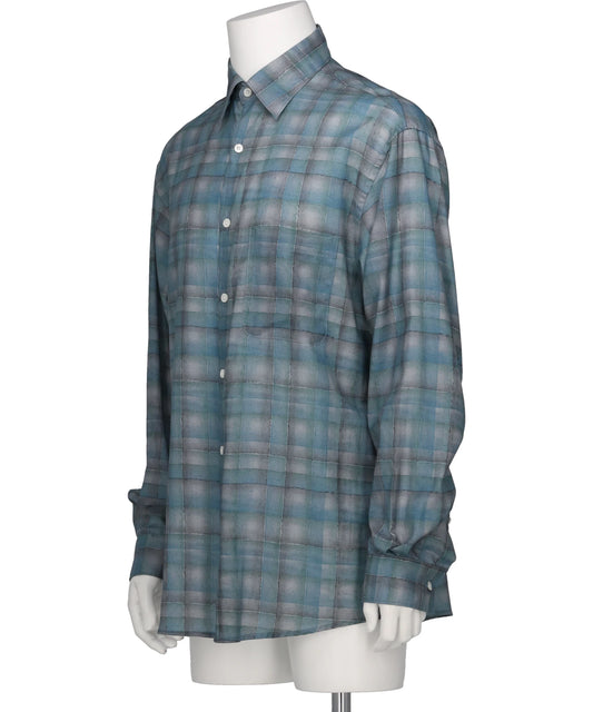 PRINTED PLAID COTTON TWILL SHIRT
