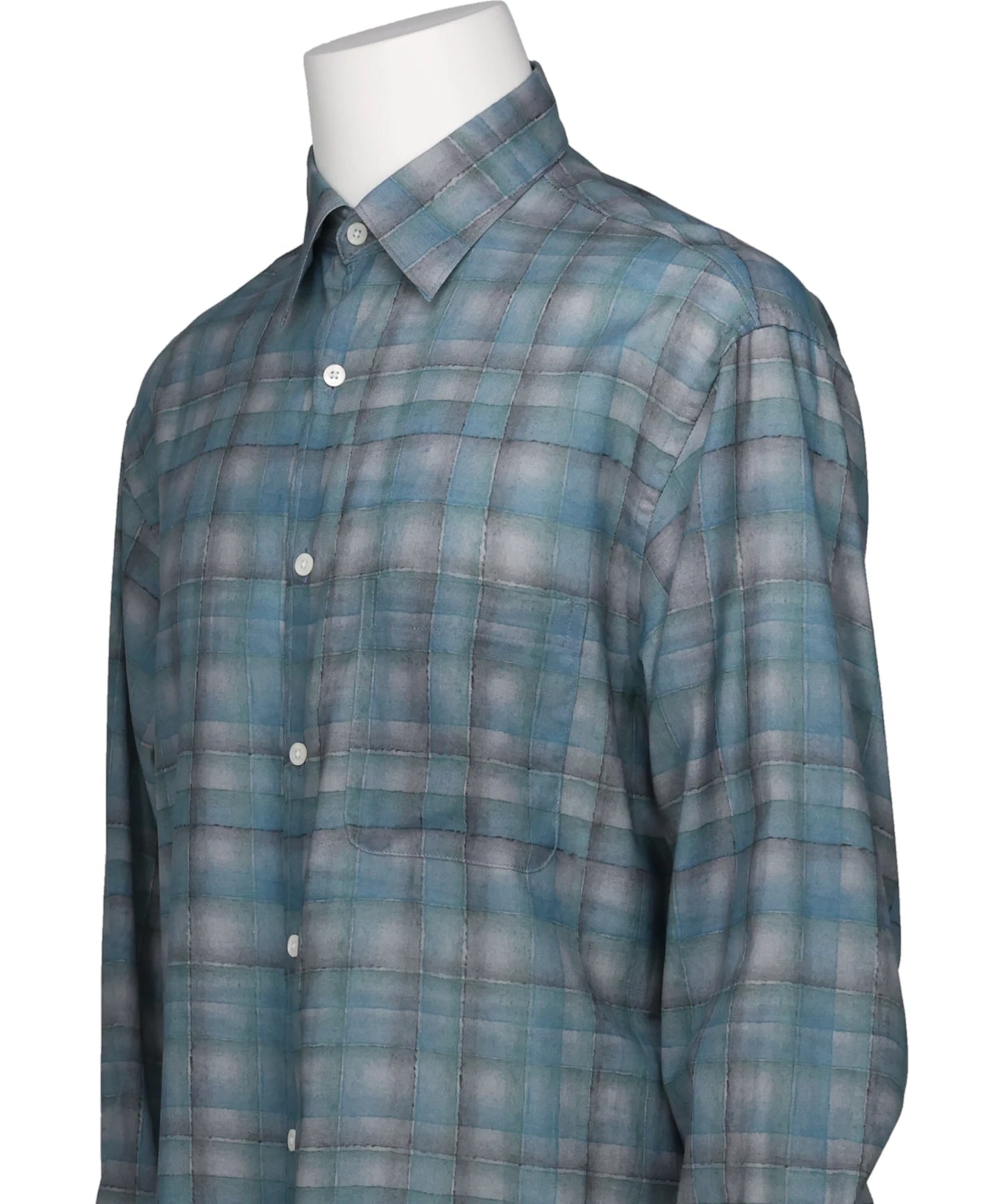 PRINTED PLAID COTTON TWILL SHIRT