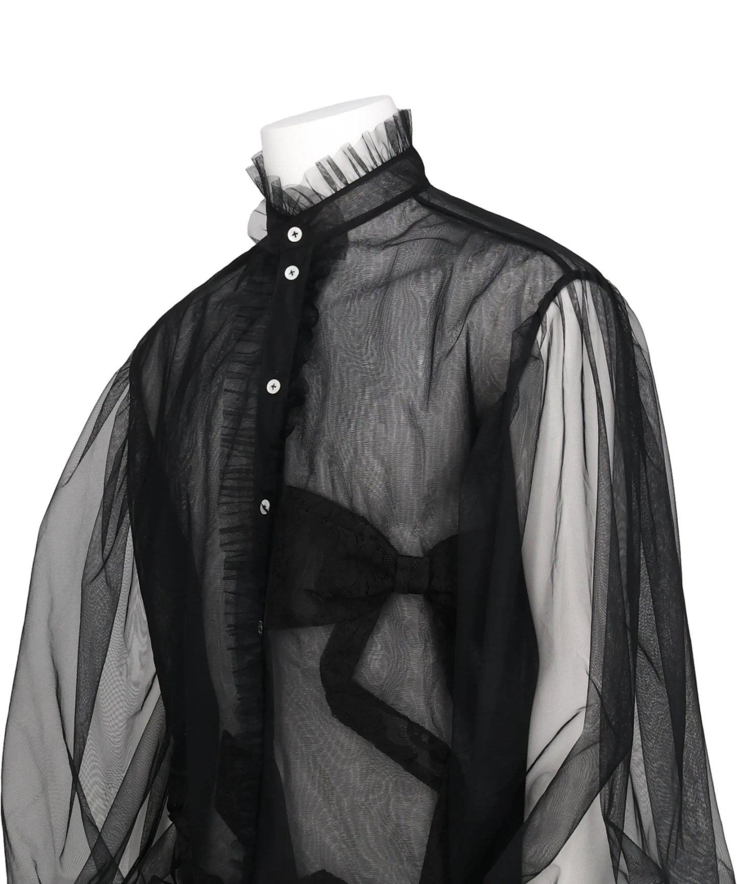 RIBBON DETAIL TULLE SHIRT