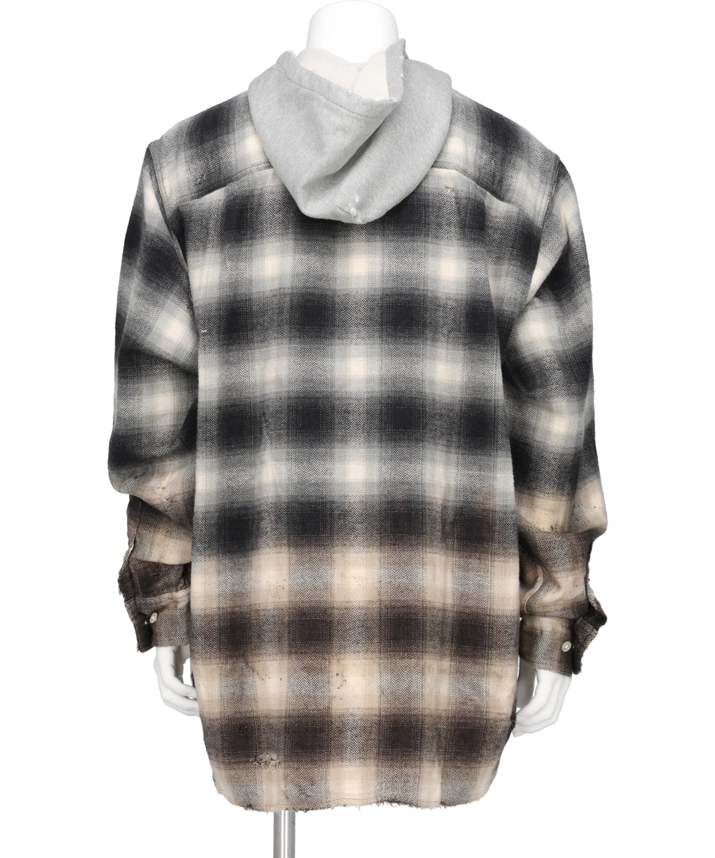 DISTRESSED HOODED CHECKED SHIRT