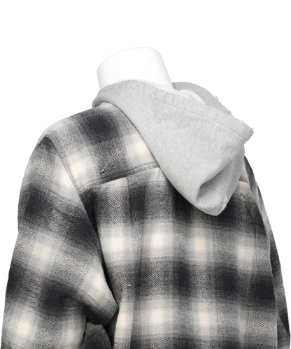 DISTRESSED HOODED CHECKED SHIRT