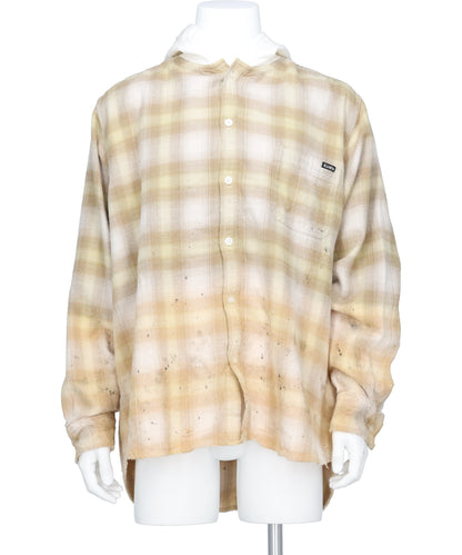 KAMIYA(カミヤ)DISTRESSED HOODED CHECKED SHIRT