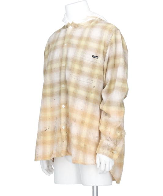 DISTRESSED HOODED CHECKED SHIRT