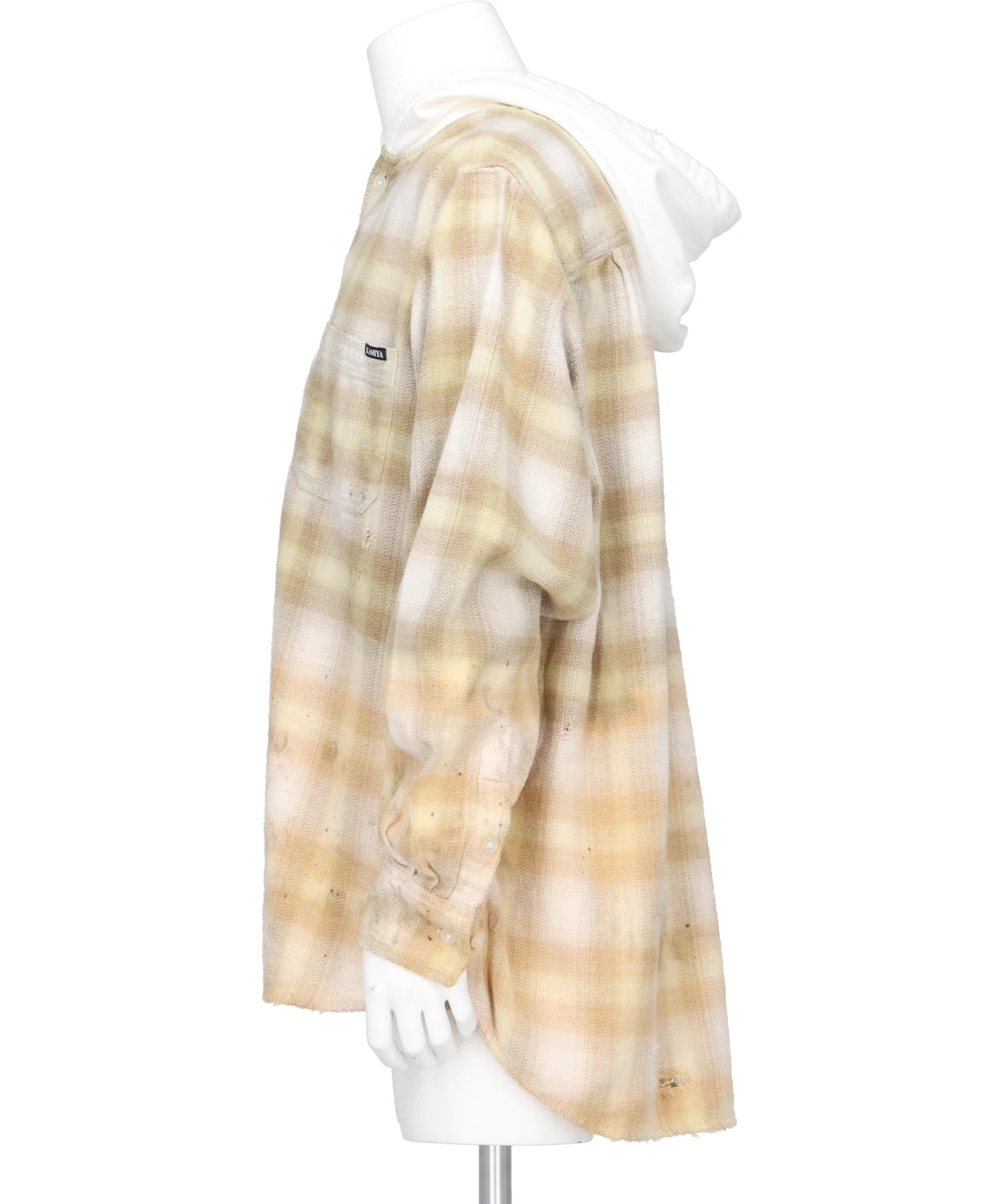 DISTRESSED HOODED CHECKED SHIRT