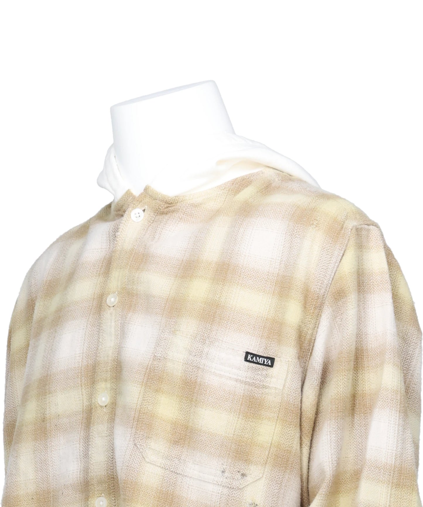 DISTRESSED HOODED CHECKED SHIRT