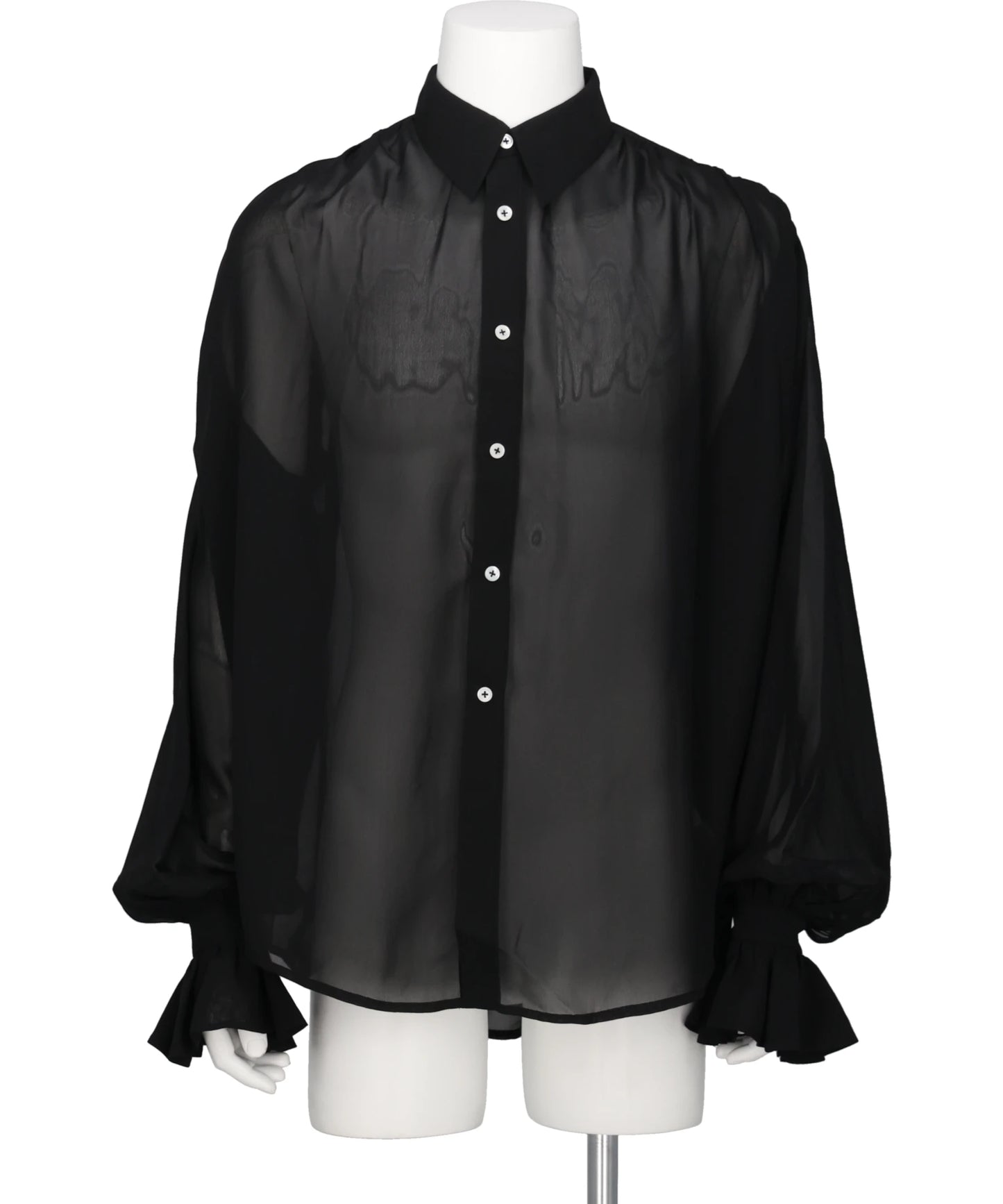 DETACHABLE RIBBON COLLAR CHIFFON SHIRT