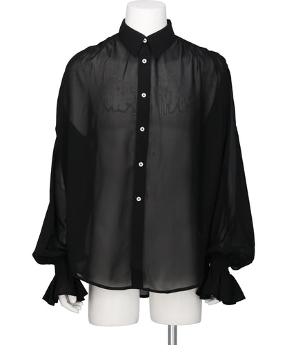 DETACHABLE RIBBON COLLAR CHIFFON SHIRT