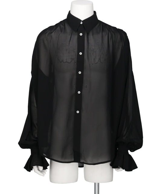 DETACHABLE RIBBON COLLAR CHIFFON SHIRT