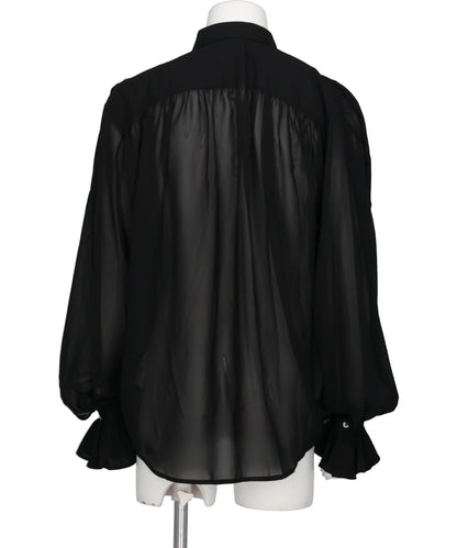 DETACHABLE RIBBON COLLAR CHIFFON SHIRT