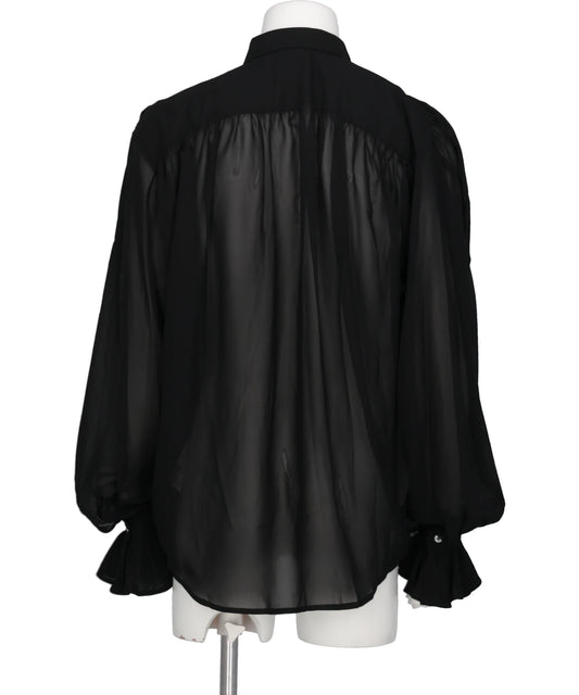DETACHABLE RIBBON COLLAR CHIFFON SHIRT