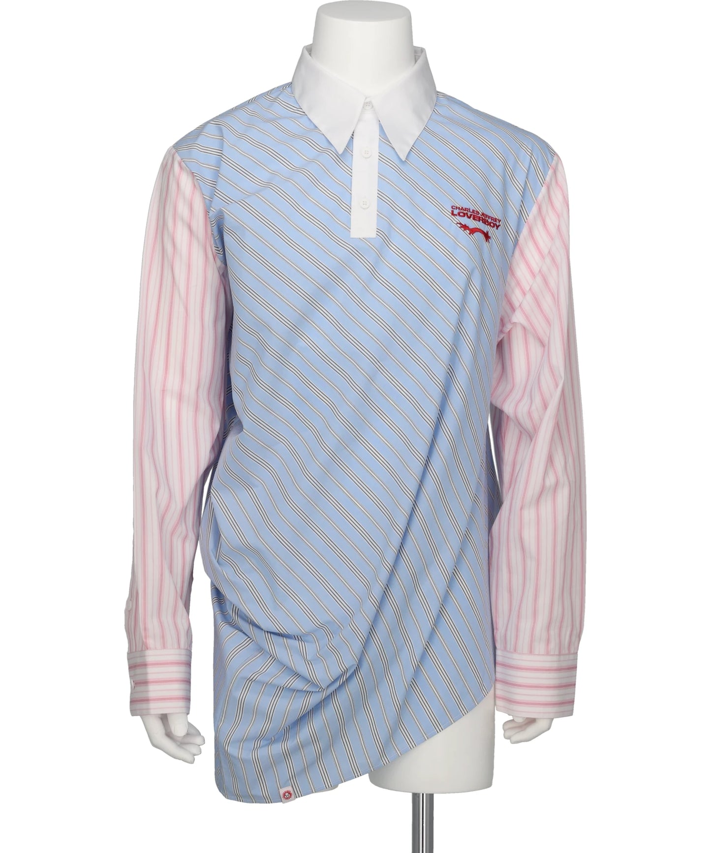 Charles Jeffrey LOVERBOY TOPSY TURVY SHIRT- BLUE+PINK STRIPE BLU