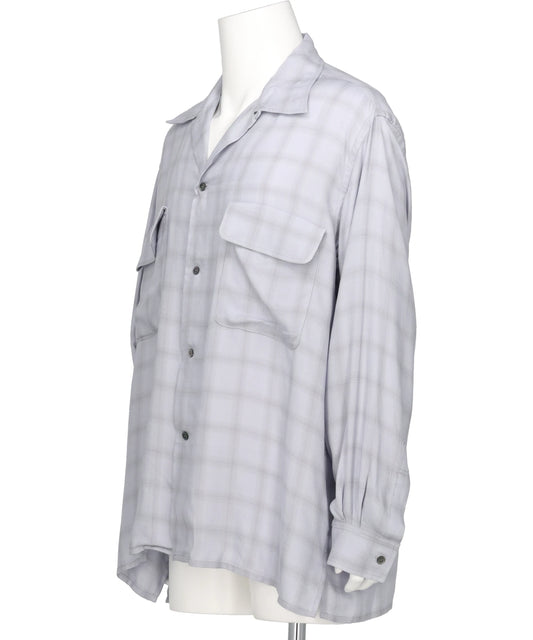 MODAL PLAID OPEN COLLAR SHIRT