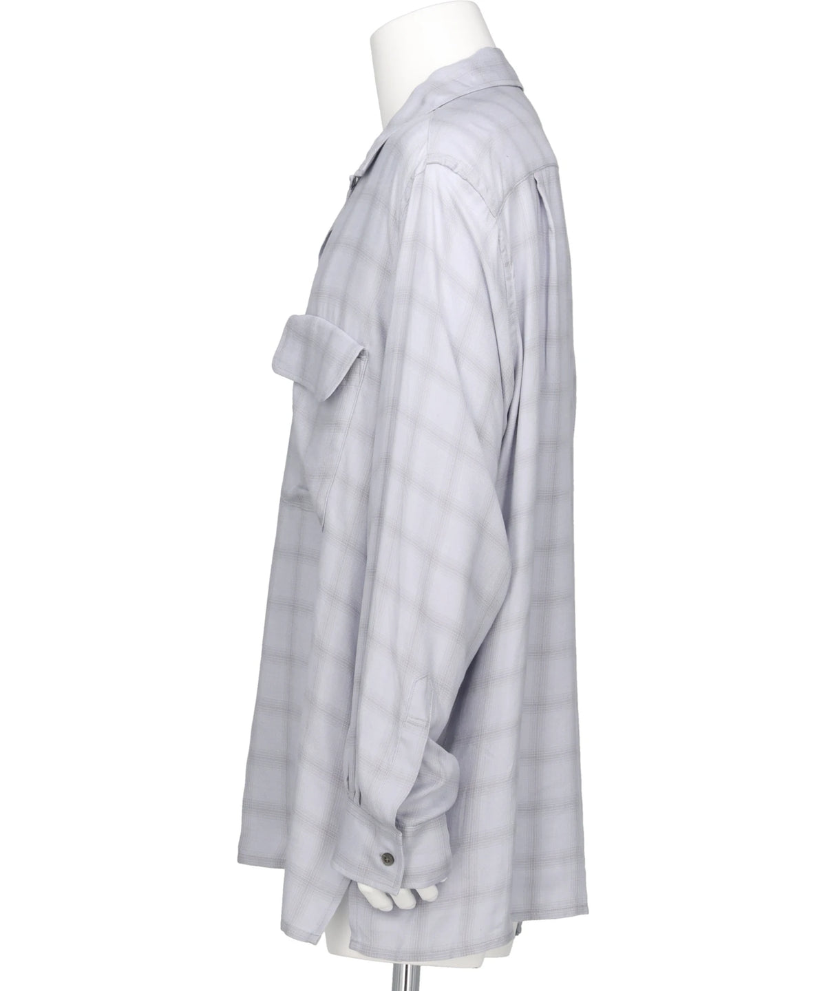 MODAL PLAID OPEN COLLAR SHIRT