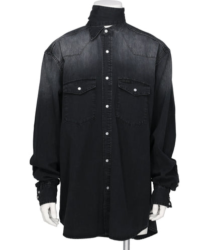 DENIM LONG COLLAR SHIRT