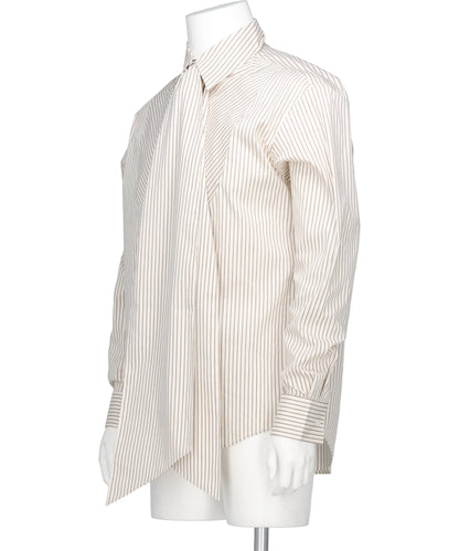 DETACHABLE RIBBON COLLAR STRIPED SHIRT