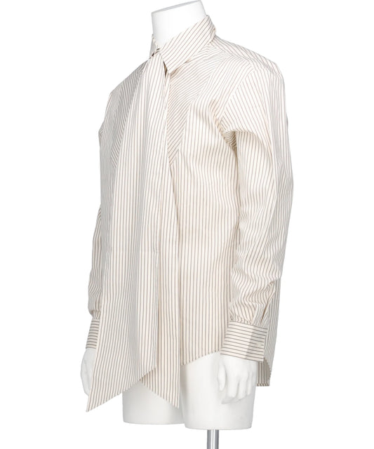DETACHABLE RIBBON COLLAR STRIPED SHIRT