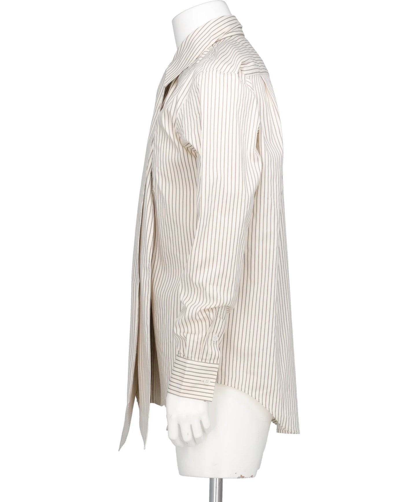 DETACHABLE RIBBON COLLAR STRIPED SHIRT