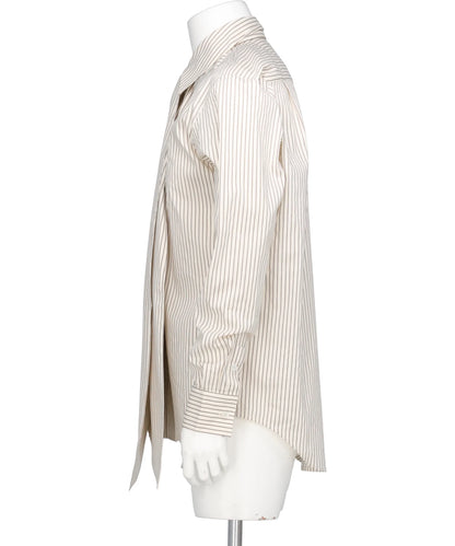 DETACHABLE RIBBON COLLAR STRIPED SHIRT