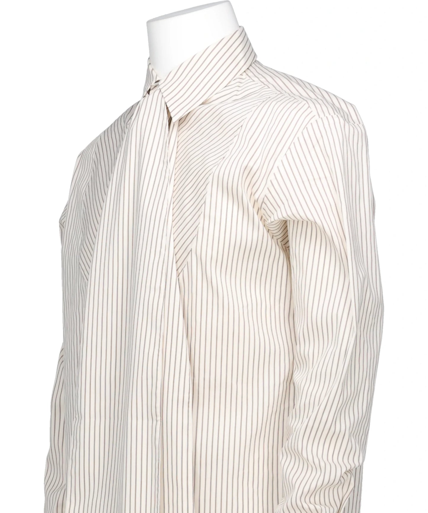 DETACHABLE RIBBON COLLAR STRIPED SHIRT