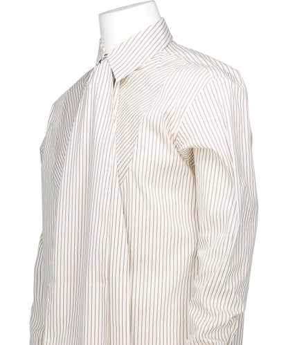 DETACHABLE RIBBON COLLAR STRIPED SHIRT
