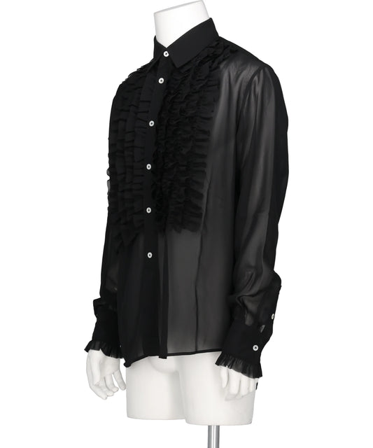 DETACHABLE RIBBON COLLAR CHIFFON SHIRT