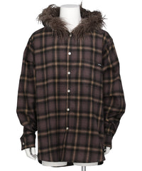 KAMIYA(カミヤ) 2026AW FUR-TRIMMED HOODED CHECK SHIRT G17SH051
