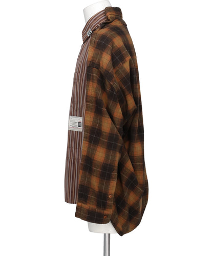 COMBINED CHECK × STRIPE SHIRT