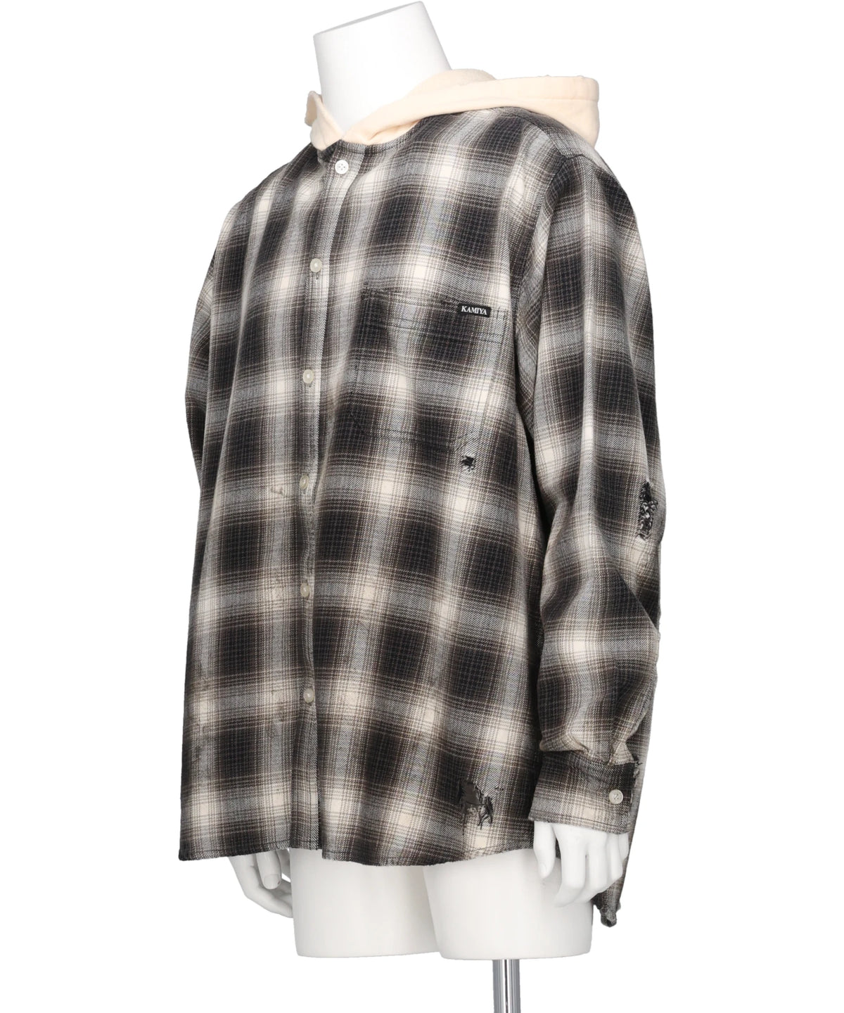OG CHECK SUN-FADED HOODED SHIRT