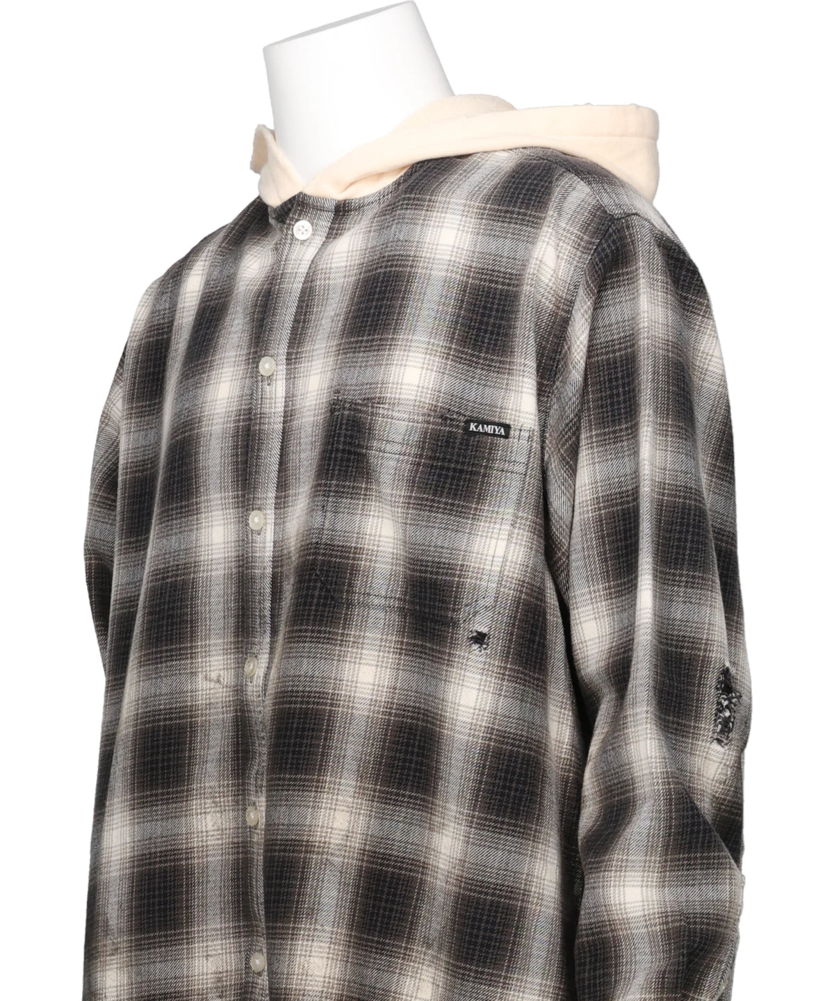 OG CHECK SUN-FADED HOODED SHIRT