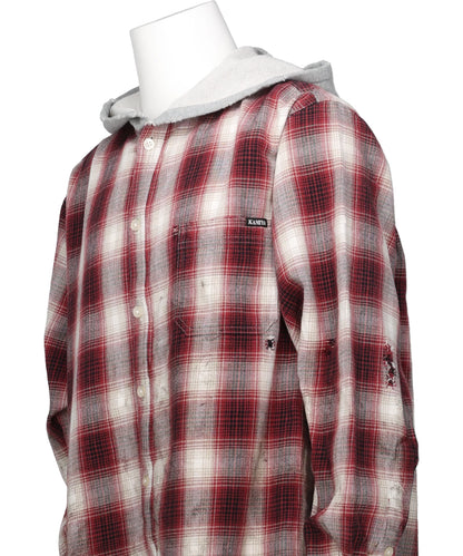 OG CHECK SUN-FADED HOODED SHIRT