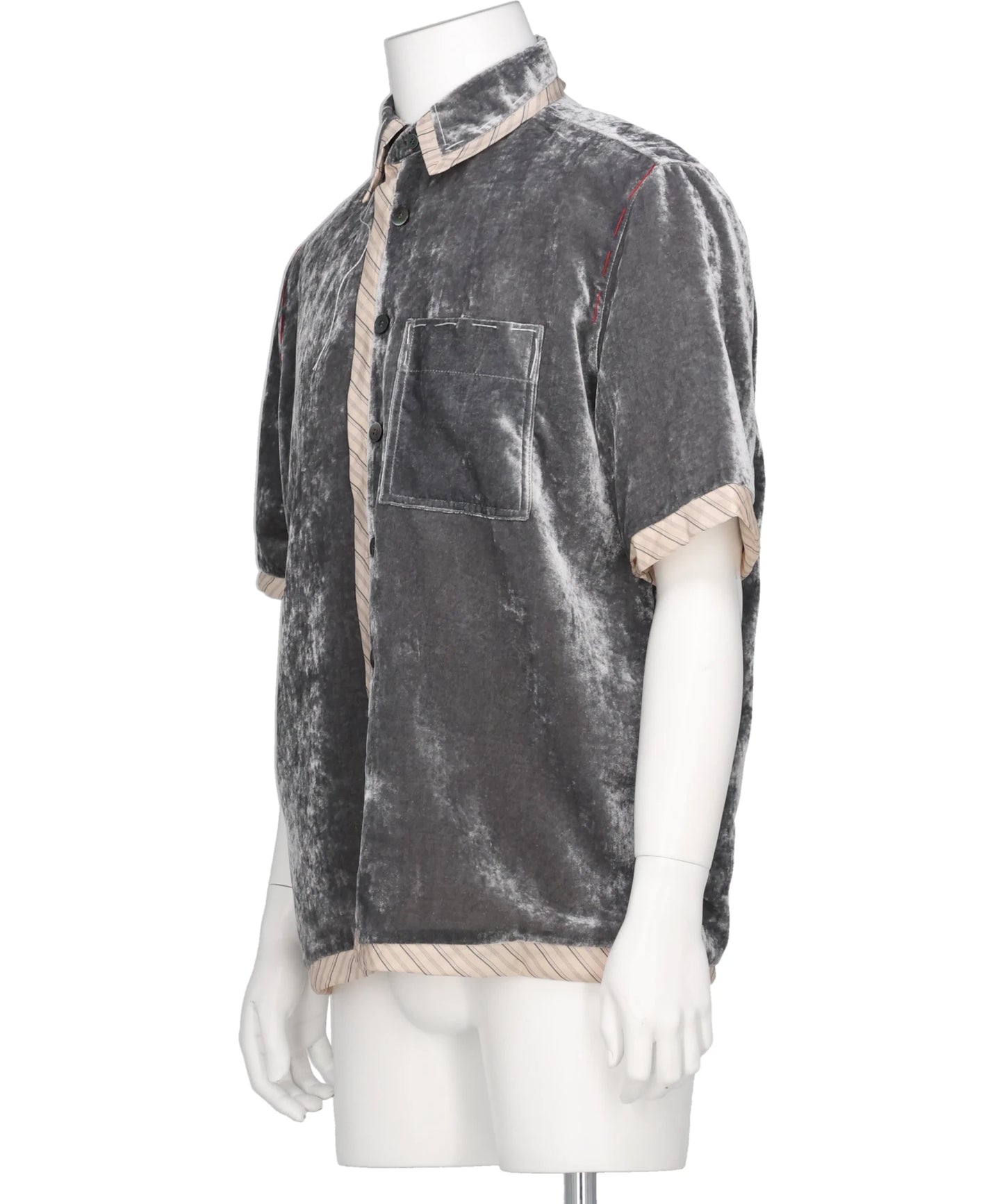 UNEVEN VELVET HALF SLEEVE SHIRT