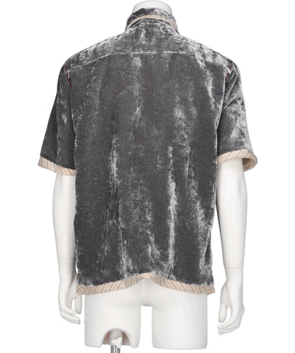 UNEVEN VELVET HALF SLEEVE SHIRT
