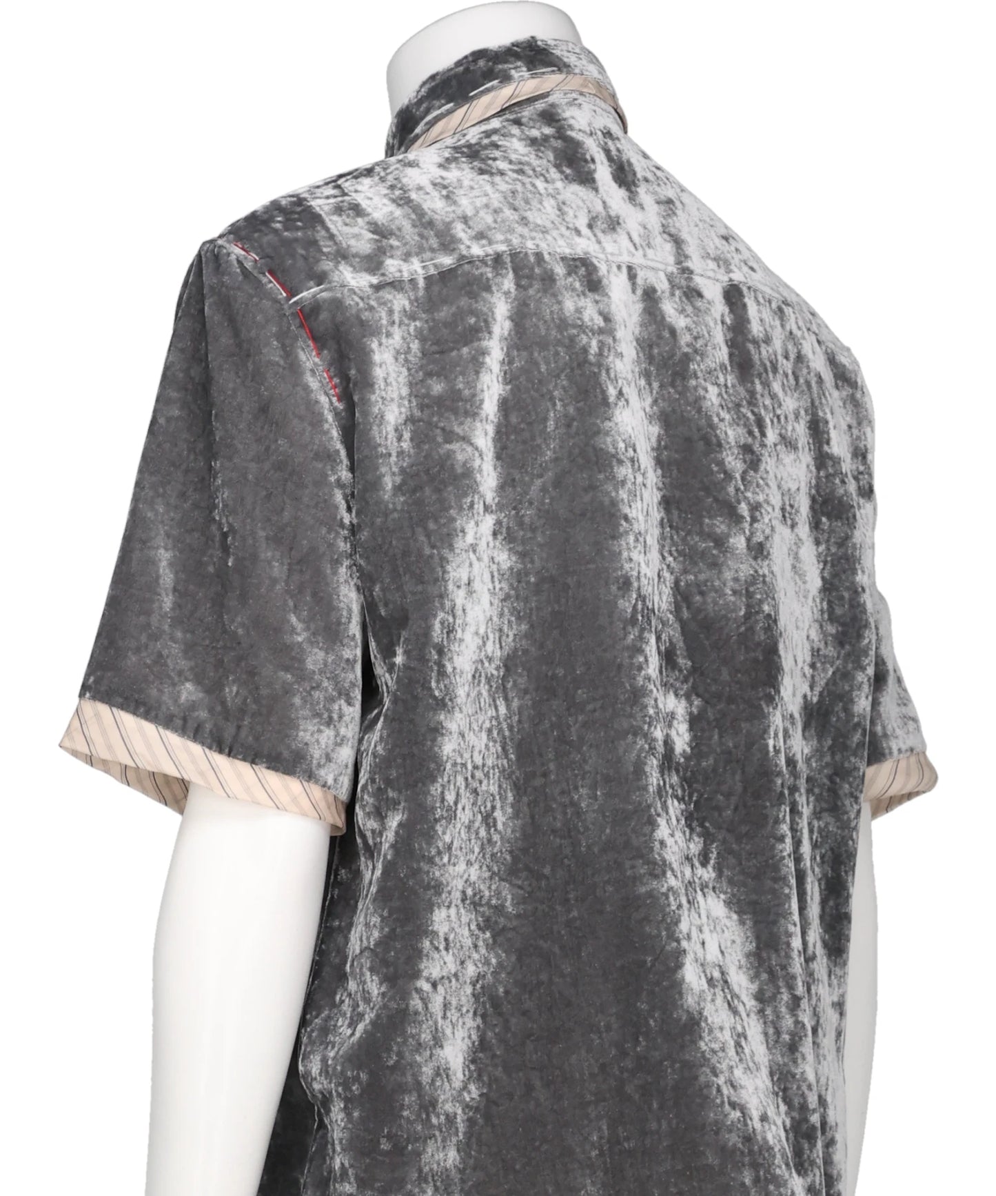 UNEVEN VELVET HALF SLEEVE SHIRT