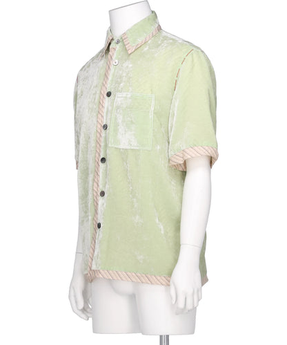 UNEVEN VELVET HALF SLEEVE SHIRT