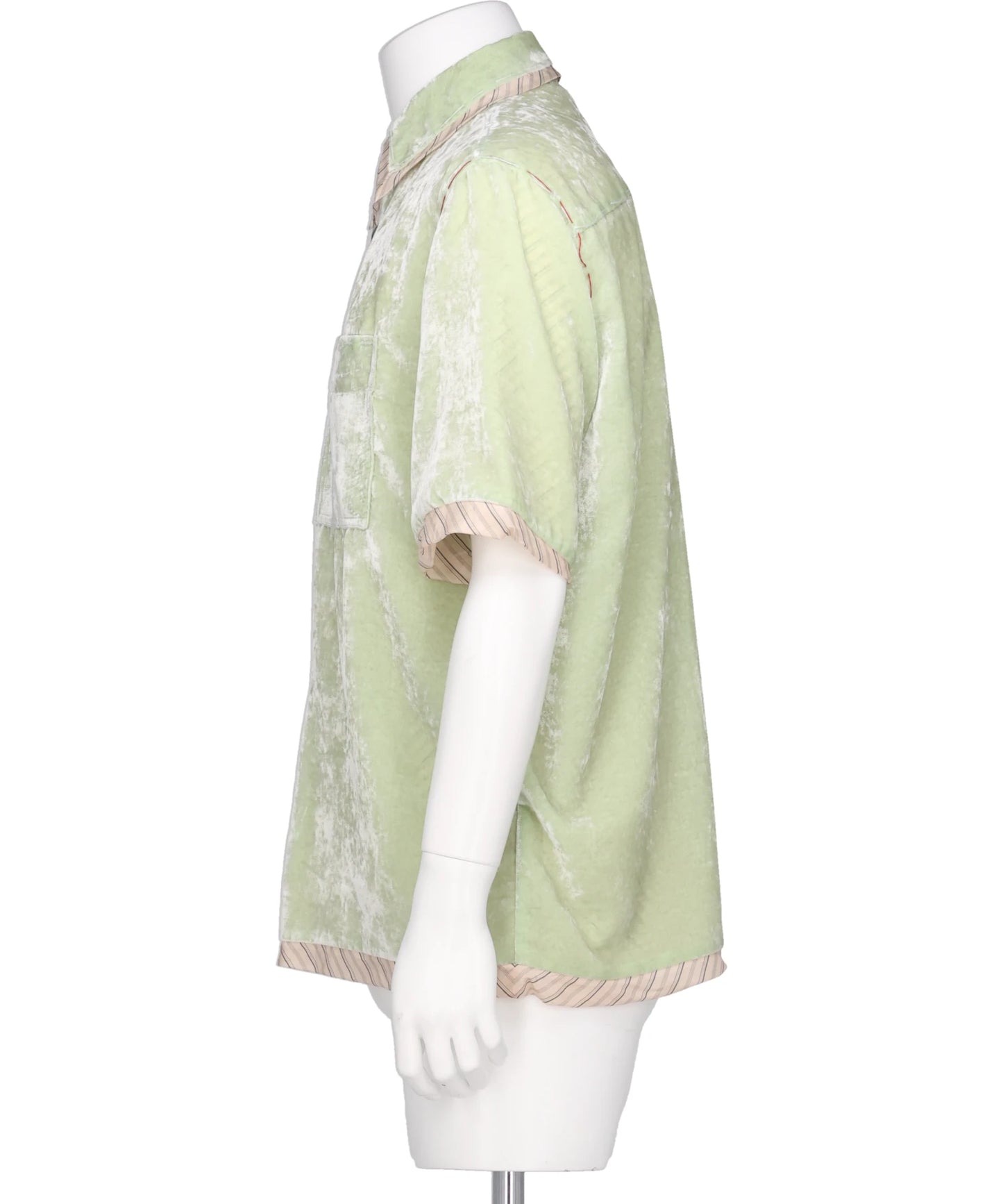 UNEVEN VELVET HALF SLEEVE SHIRT