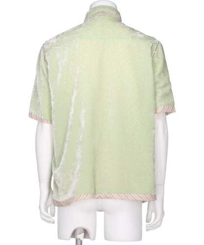 UNEVEN VELVET HALF SLEEVE SHIRT