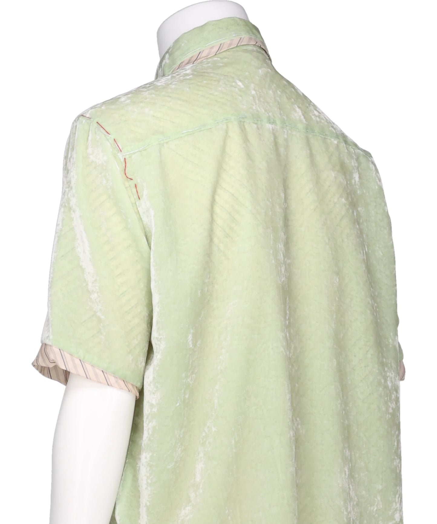 UNEVEN VELVET HALF SLEEVE SHIRT