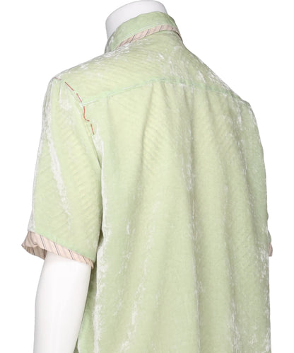 UNEVEN VELVET HALF SLEEVE SHIRT
