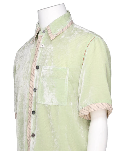 UNEVEN VELVET HALF SLEEVE SHIRT