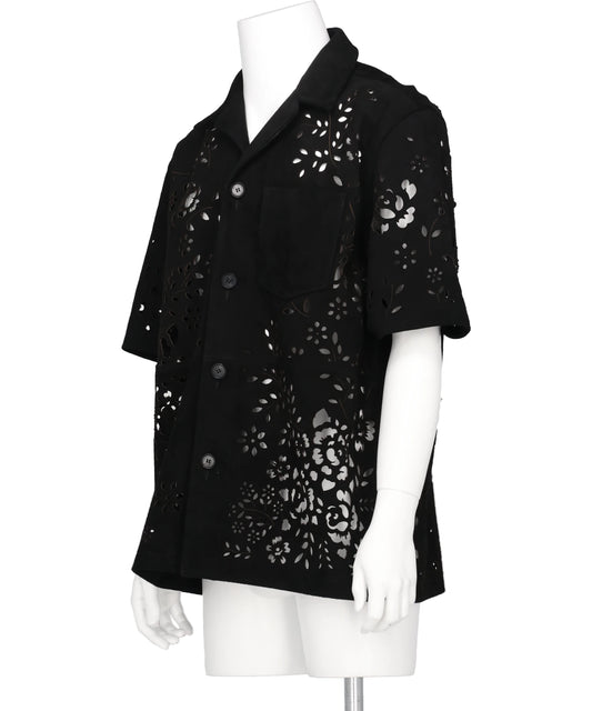 BANDANA HOLE LEATHER HALF SLEEVE SHIRT