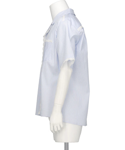 LACE TRIMMED OPEN COLLAR S/S SHIRT