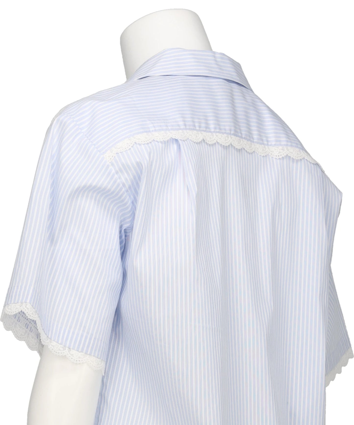 LACE TRIMMED OPEN COLLAR S/S SHIRT