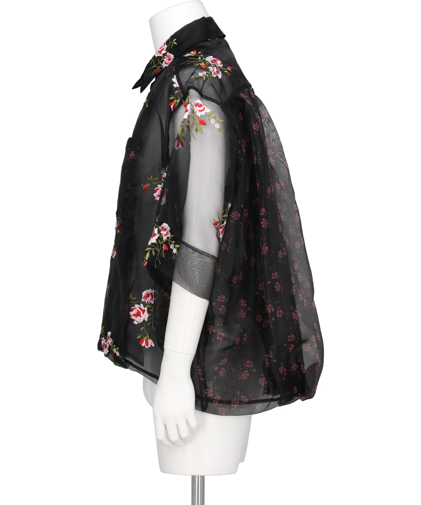 SHEER PATCHWORK BALLOON HEM SHIRT