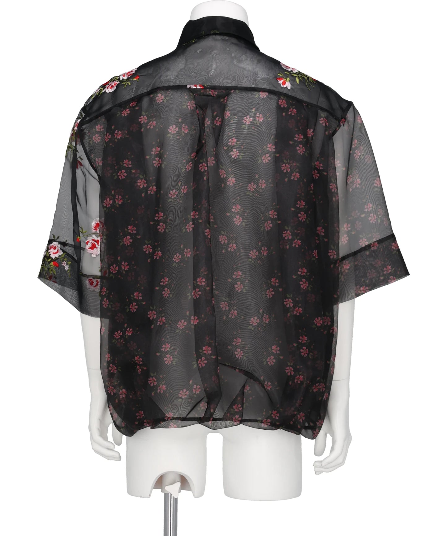 SHEER PATCHWORK BALLOON HEM SHIRT