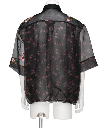 SHEER PATCHWORK BALLOON HEM SHIRT