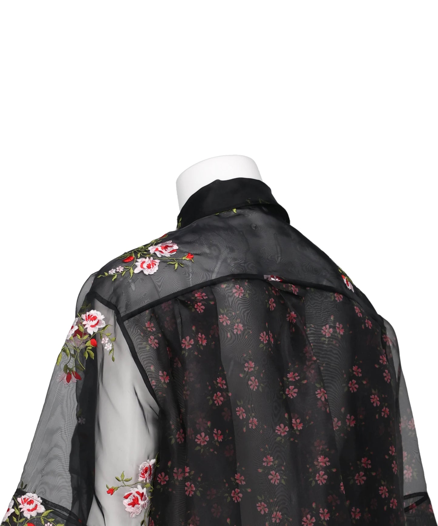 SHEER PATCHWORK BALLOON HEM SHIRT